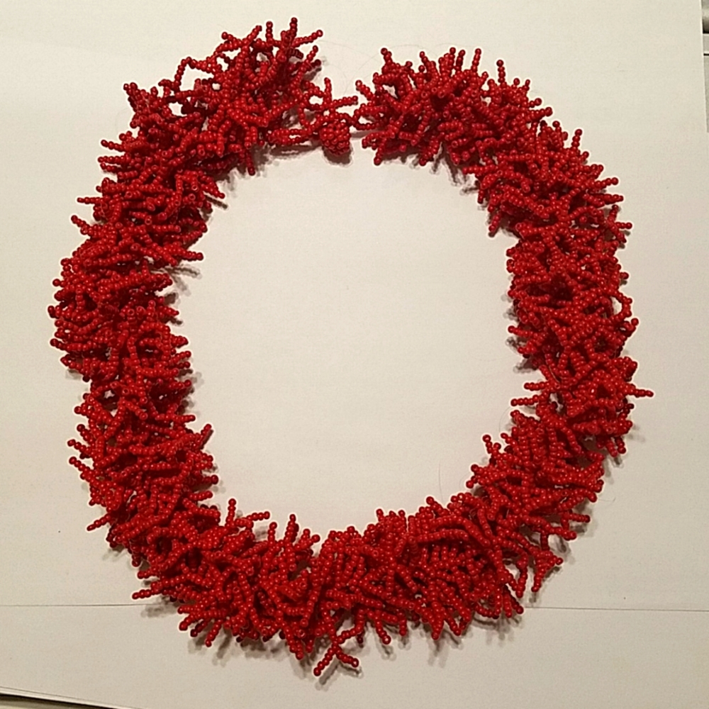 Vintage faux coral branch bead necklace